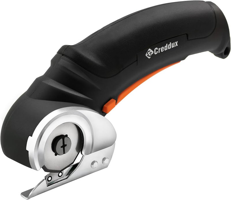 Creddux Cordless Electric Scissors, 4.2V Cardboard Cutter Tool for Cardboard Carpet Leather Packages Plastic with Rechargeable Battery Black - Image 1